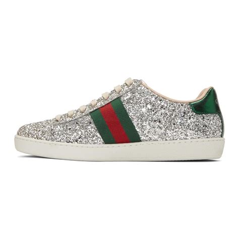 shiny silver gucci shoes|gucci platform sneakers with crystals.